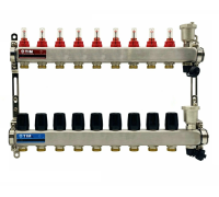 Коллекторная группа 1"х3/4"  9 выходов, без кранов "КВАДРАТ", нержавеющаяя сталь KCS5009 TIM
