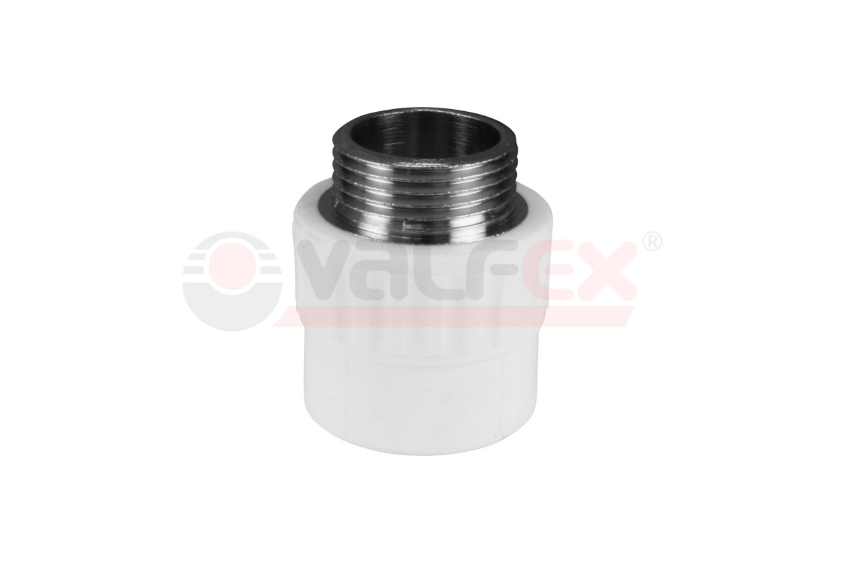 Купить Муфта переходная с наружной резьбой 25 x 1/2" (Valfex) БЕЛАЯ