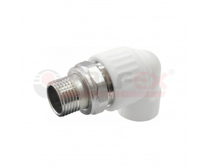 Угольник с американкой для радиатора наружная резьба 25 х 1/2" (Valfex) БЕЛЫЙ								