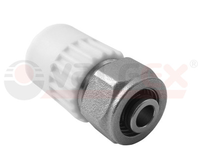 Комбинированная муфта для соединения PPR-PE труб 20х16 (Valfex) БЕЛАЯ 