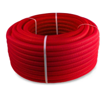 Труба ПНД гофрир. красная d28мм (вн. d25мм, 50м),РТП (ТОЛЬКО БУХТОЙ 50 М)