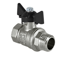 Кран шаровой латунный DeltaPro для ВОДЫ 1/2" ВР/НР бабочка, НИКЕЛ VALFEX 11Б27фт1М VF.218.NB1.012.DP