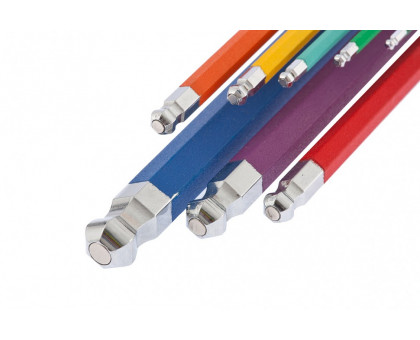 Набор ключей имбусовых HEX, 1,5–10 мм, S2, 9 шт., магнит, экстра-длин. с шаром, хром/краска// Gross