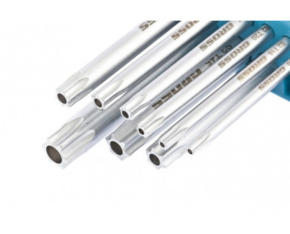Набор ключей имбусовых TORX-TT, 9 шт: T10-T50, удлиненные, S2, сатинированные// Gross 16407