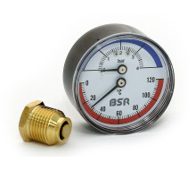 Термоманометр BSR 120°C, 4 бар, 1/2", Ø 63, аксиальный 