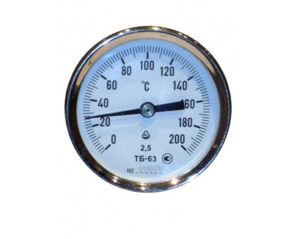 Термометр биметал. ТБ-63 (150С, ножка 100, осев) заднее 1/2