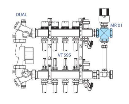 Клапан трехход. VALTEC, 1" (с бок.смеш.) без полн. пер.VT.MR01.N.0603