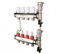 Коллекторная группа НЕРЖ VALTEC со встр. расх. в сборе, 1"х 5 вых. Евроконус 3/4"	VTc.589.EMNX.0605	