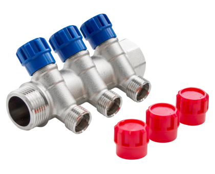 Коллектор с регул. вентилями, 3/4"х3 вых. 1/2" нар. VALFEX VF.560.N.0503