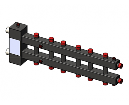 Гидроразделитель с коллектором горизонтальный, 7 контуров, до 70 кВт	