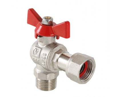 Кран шаровой VALTEC BASE угловой с накидной гайкой 1/2"х3/4" нар.-вн. VT.267.N.0405 Кран шаровой VALTEC BASE угловой с накидной гайкой 1/2"х3/4" нар.-вн. VT.267.N.0405