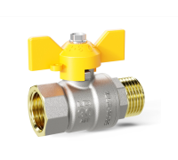 Кран шаровой латунный LD Pride 47.25.В-Н.Б GAS Ду 25 Ру 40 бабочка LD 47.352.25