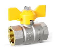 Кран шаровой латунный LD Pride 47.32.В-В.Б GAS Ду 32 Ру 25 бабочка LD 47.350.32