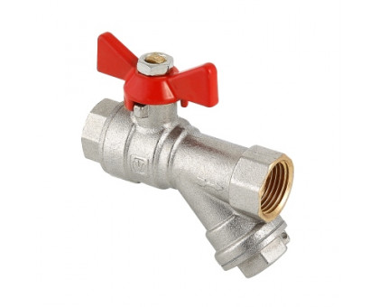 Кран шаровой VALTEC со встроенным фильтром, рукоятка бабочка 1/2" вн.-вн. VT.293.N.04 Кран шаровой VALTEC со встроенным фильтром, рукоятка бабочка 1/2" вн.-вн. VT.293.N.04