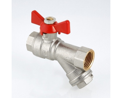 Кран шаровой VALTEC со встроенным фильтром, рукоятка бабочка 1/2" вн.-вн. VT.293.N.04 Кран шаровой VALTEC со встроенным фильтром, рукоятка бабочка 1/2" вн.-вн. VT.293.N.04
