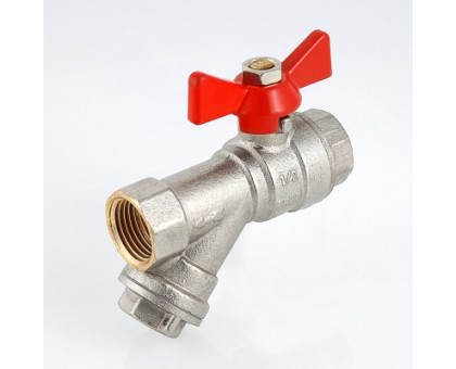 Кран шаровой VALTEC со встроенным фильтром, рукоятка бабочка 1/2" вн.-вн. VT.293.N.04 Кран шаровой VALTEC со встроенным фильтром, рукоятка бабочка 1/2" вн.-вн. VT.293.N.04