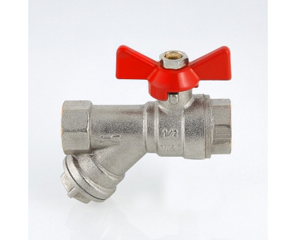 Кран шаровой VALTEC со встроенным фильтром, рукоятка бабочка 1/2" вн.-вн. VT.293.N.04 Кран шаровой VALTEC со встроенным фильтром, рукоятка бабочка 1/2" вн.-вн. VT.293.N.04