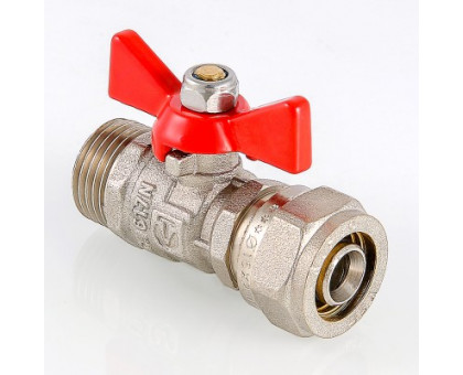 Кран шаровый VALTEC под обжим, рукоятка бабочка 16х1/2 нар. VT.341.N.1604 Кран шаровый VALTEC под обжим, рукоятка бабочка 16х1/2 нар. VT.341.N.1604