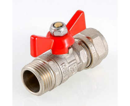 Кран шаровый VALTEC под обжим, рукоятка бабочка 16х1/2 нар. VT.341.N.1604 Кран шаровый VALTEC под обжим, рукоятка бабочка 16х1/2 нар. VT.341.N.1604