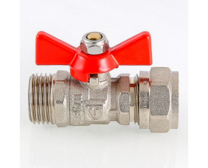 Кран шаровый VALTEC под обжим, рукоятка бабочка 16х1/2 нар. VT.341.N.1604 Кран шаровый VALTEC под обжим, рукоятка бабочка 16х1/2 нар. VT.341.N.1604