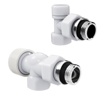 Набор термостатический угловой осевой Royal Thermo Design 1/2"М30х1,5 (Белый)