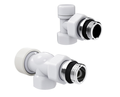 Набор термостатический угловой осевой Royal Thermo Design 1/2"М30х1,5 (Белый)