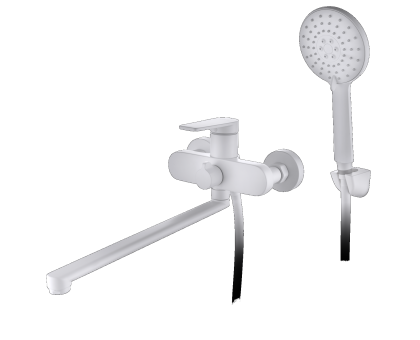 Смеситель для ванны с душем DK Bayern.Fürth DA1523308 длинный излив белый										