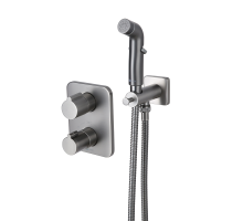 Смеситель Lemark Bronx LM3740GM с гигиеническим душем термостатический, встраиваемый