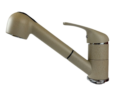 Смеситель для кухни I-TECH, PLUTO 42, однорычажный, с выдвижной лейкой, песчаный берег, гайка							