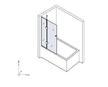 Шторка на ванну стеклянная D&K Matrix DG1109025, 1400*900мм (450*450мм), с фиксированной и подвижной Шторка на ванну стеклянная D&K Matrix DG1109025, 1400*900мм (450*450мм), с фиксированной и подвижной